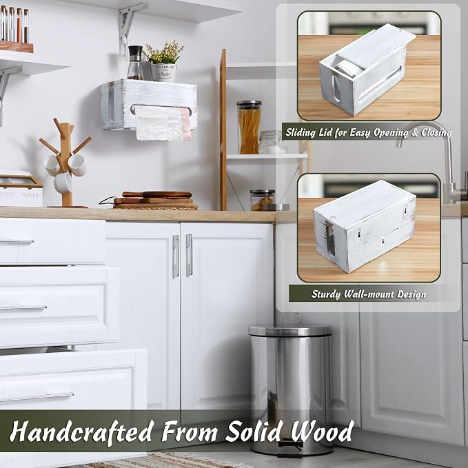 DRASTAR Trash Bag Dispenser, Wall Mount Wooden Trash Organizer, Countertop - Image 3
