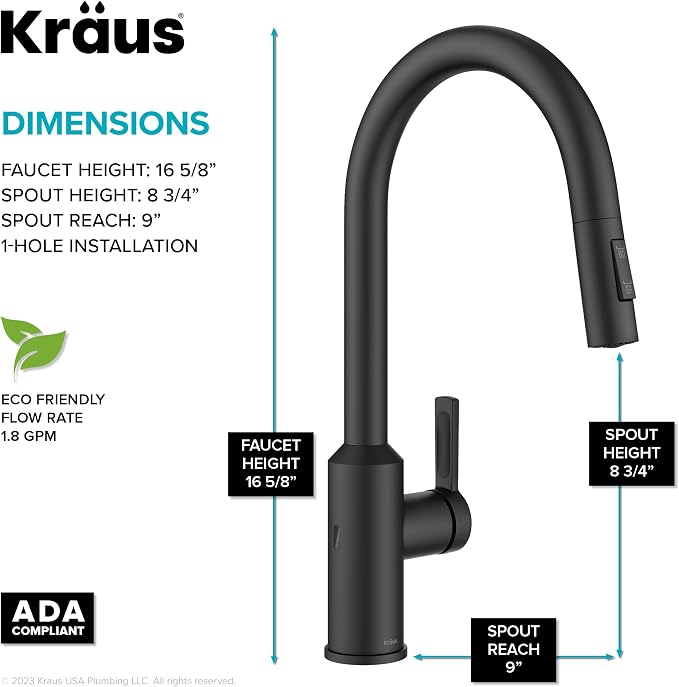KRAUS Matte Black Touchless Pull Down Kitchen Faucet KSF-2830MB | Motion-sensor - Image 6