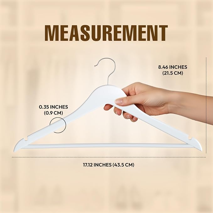 Utopia Home Wooden Hangers 20 Pack – Slim Suit Hangers White | 360° rotatable - Image 2