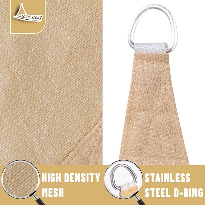 LOVE STORY Custom Size 12' x 18' Sand Sun Shade Sail Canopy Commercial Rectangle Sail Shade Fabric for Patio Garden Backyard Pool (Customized)