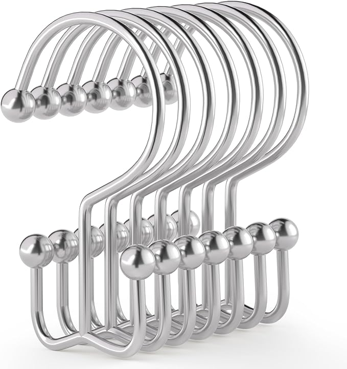 Shower Curtain Hooks, Durable Rust Proof Silver Shower Curtain Hooks, Shower by Goowin