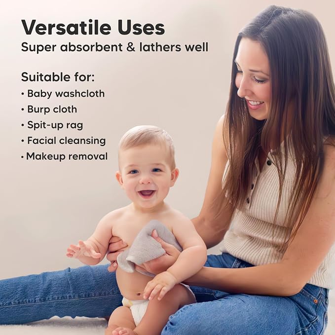 6-Pack Baby Washcloths, Soft Absorbent Washcloths - Image 6