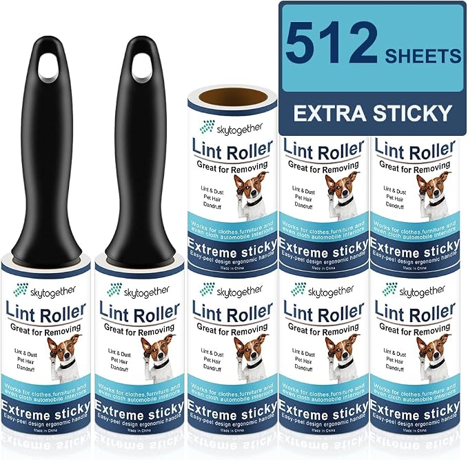 Lint Rollers for Pet Hair, 512 Sheets, 8 Refills + 2 Handles by skytogether