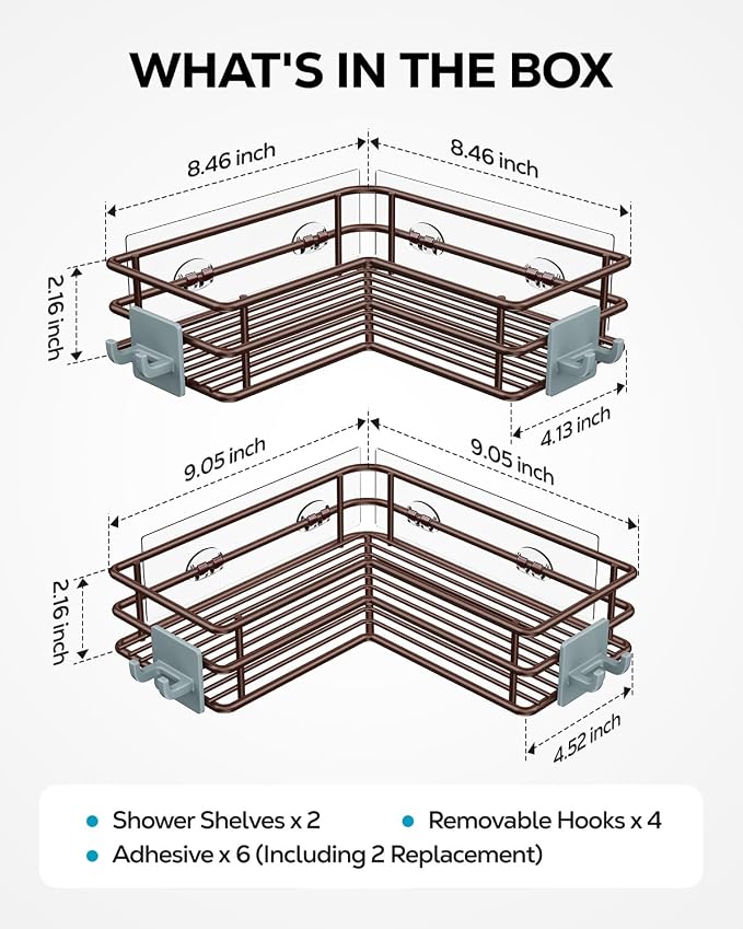 Nieifi Corner Shower Shelves, Adhesive Shower Caddy, Bathroom Organization - Image 7