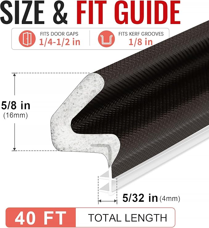 Litaibai 40 ft Kerf Weather Stripping Door Seal - Image 4