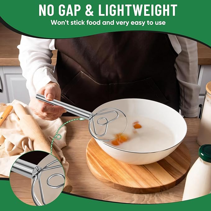 Danish Dough Whisk Stainless Steel Hook Dutch Bread Mixer Hand Tool for Sourdough Baking Making Blending Pastry Pizza