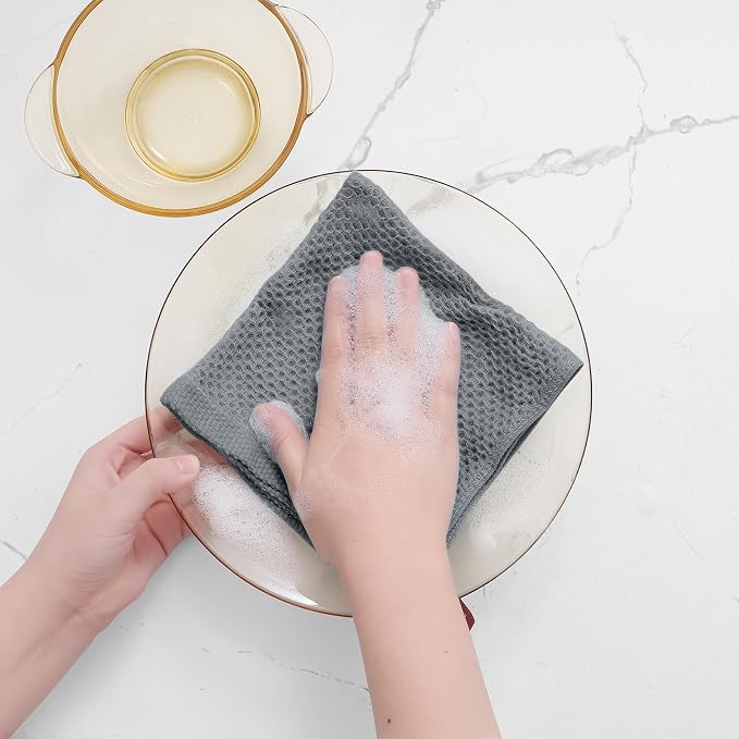Homaxy 100% Cotton Waffle Weave Kitchen Dish Cloths 8-Pack, Ultra Soft - Image 4