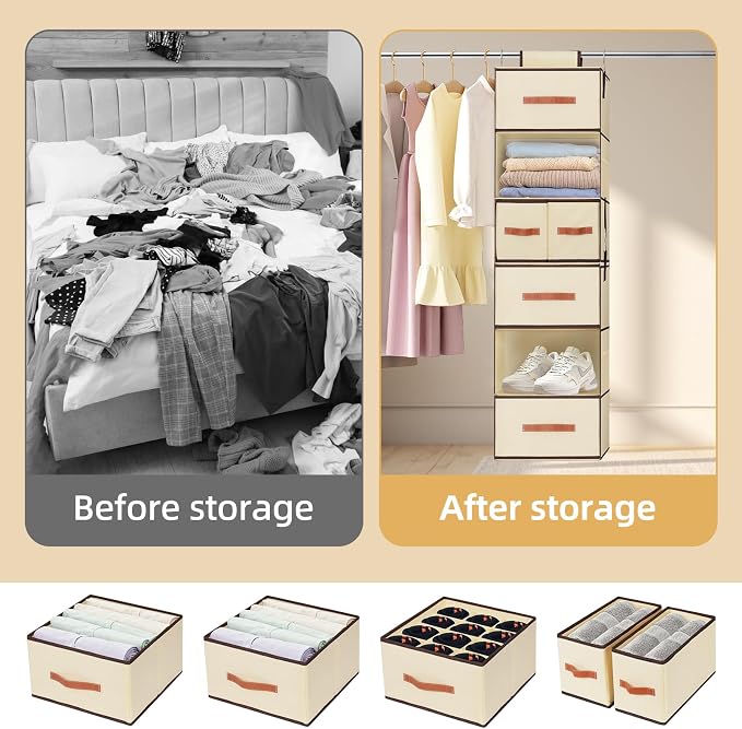Hanging Closet Organizer 6-Shelf, Upgrade Closet Organizers and Storage - Image 6