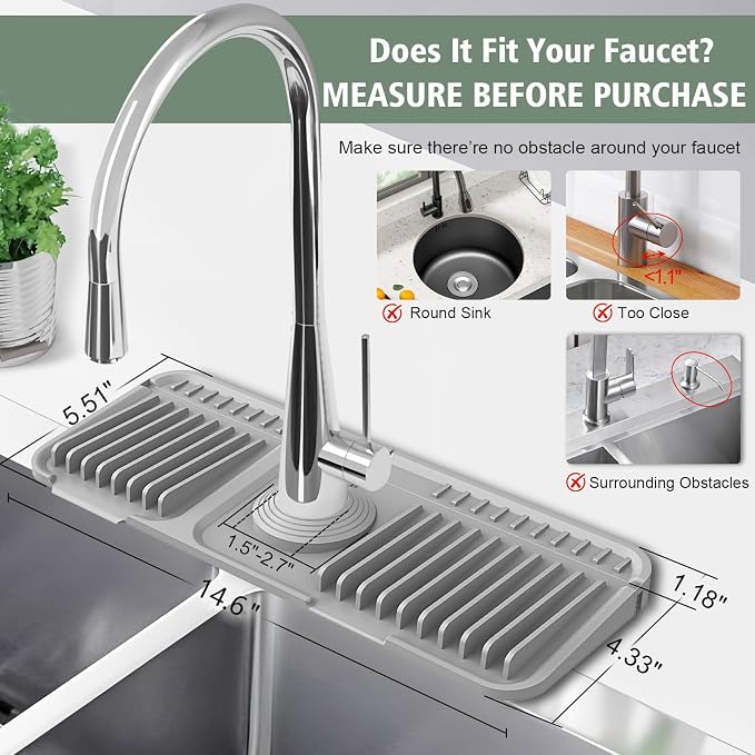 14.6-Inch Kitchen Sink Splash Guard Mat | 7° Slope - Image 3
