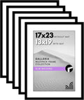 Americanflat 17x23 Picture Frame with Polished Plexiglass - Set of 5 - Use as 13x19 Frame with Mat or Display 17x23 Photo Without Mat - Galleria Collection - Picture Frames for Wall Display - Black