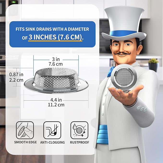 MR.SIGA Kitchen Sink Strainer, Stainless Steel Sink Drain Strainer, 3 Pack - Image 2