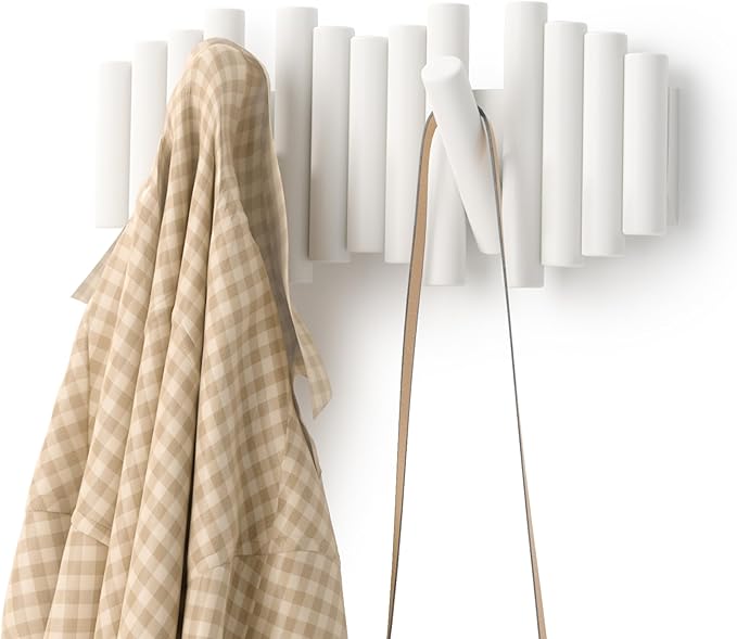 Umbra Picket Coat Rack, Wall Mount 5 Flip-Down Coat Hooks by Umbra