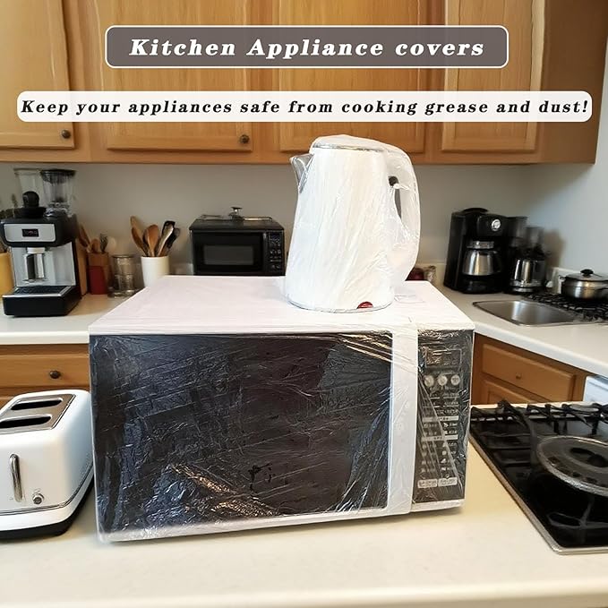 60 PCS Clear Kitchen Small Appliance Covers,Disposable Plastic Dust Cover for Instant Pot,Slow Cooker,Toaster Oven,Blender,Air Fryer,Food Processor,Mixer,Meat Slicer,Coffee & Bread Maker