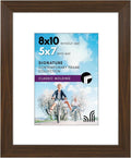 Americanflat 8x10 Picture Frame with Shatter-Resistant Glass - Use as 5x7 Frame with Mat or Display 8x10 Photo Without Mat - Signature Collection - Picture Frames for Tabletop and Wall - Walnut