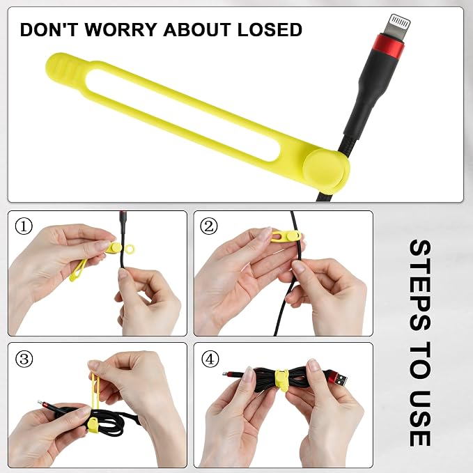 50Pcs Silicone Cable Ties, Cord Organizer Cable Management-Multi | Reusable - Image 3