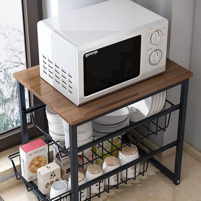 Microwave Storage Rack Microwave Oven Rack Stand Kitchen Counter Top Organizer Counter Toaster Storage Stand Dish Rack Utility Organizer Shelf Stand/30.5Cm, 51.5Cm