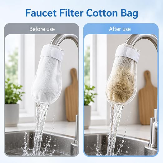 50 Pack High Density Faucet Filter, Splash Proof Cotton Pouch Kit, Tap Cartridge - Image 7