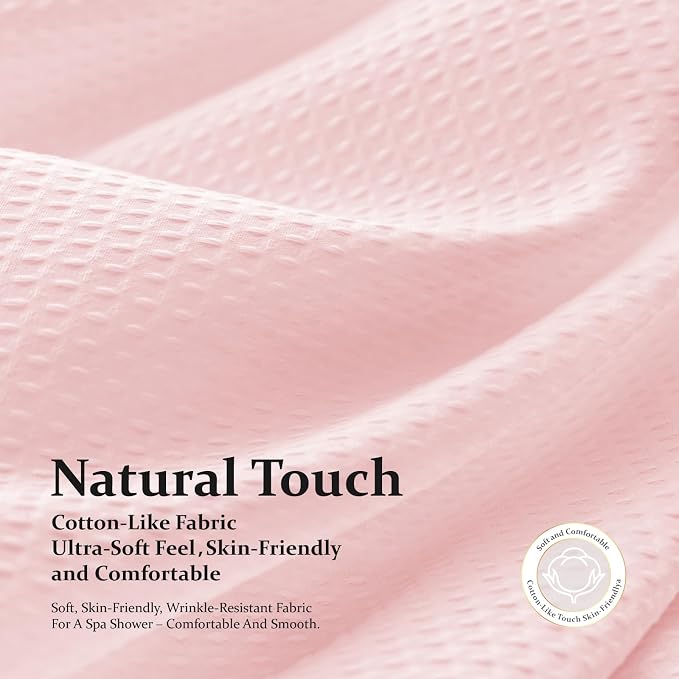 Dynamene Extra Wide Waffle Shower Curtain 256 GSM Fabric 84x72 Pink - Image 7