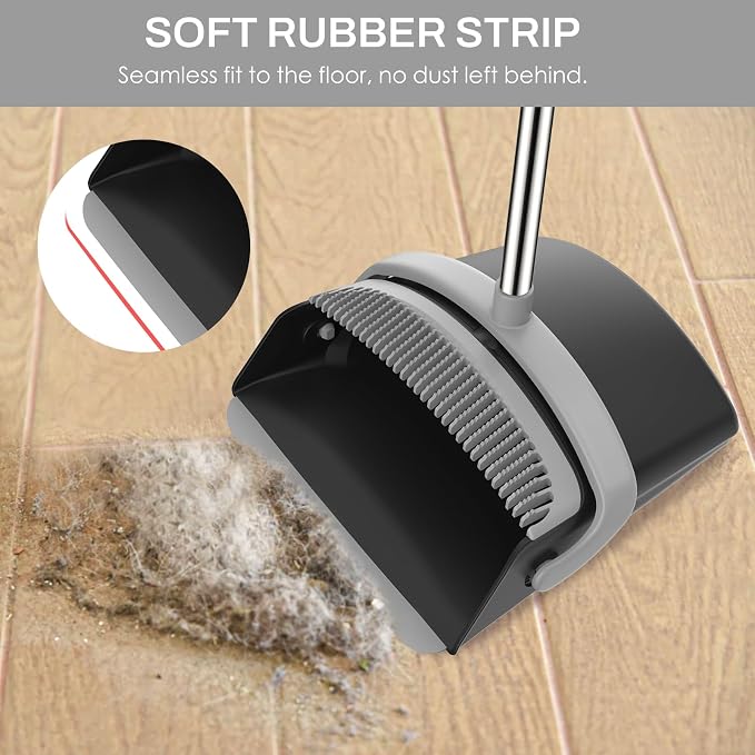 Broom and Dustpan Set for Home, 51-in Long Adjustable Handle Angle Broom and - Image 4