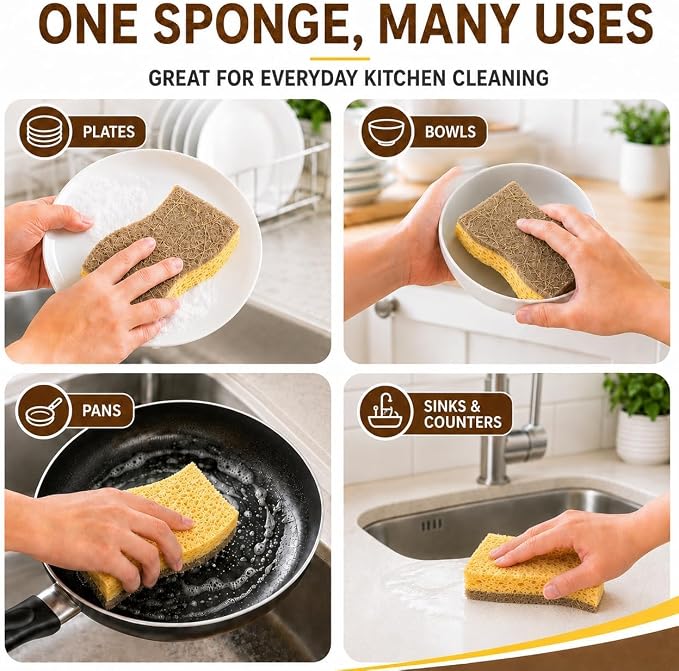 12 PCS Natural Sponges Kitchen, Dish Sponges - Image 6