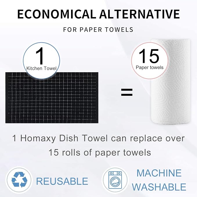 Homaxy 100% Cotton Terry Kitchen Towels, Large 4 Pack - Image 8