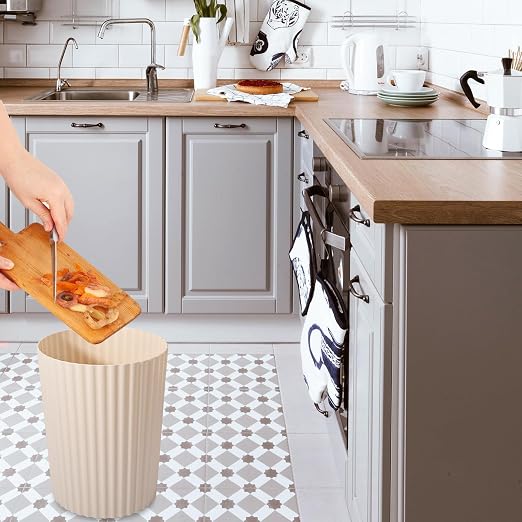 Small Bathroom Trash Can Plastic Wastebasket Garbage Can Beige 2 Pack | Sturdy - Image 7