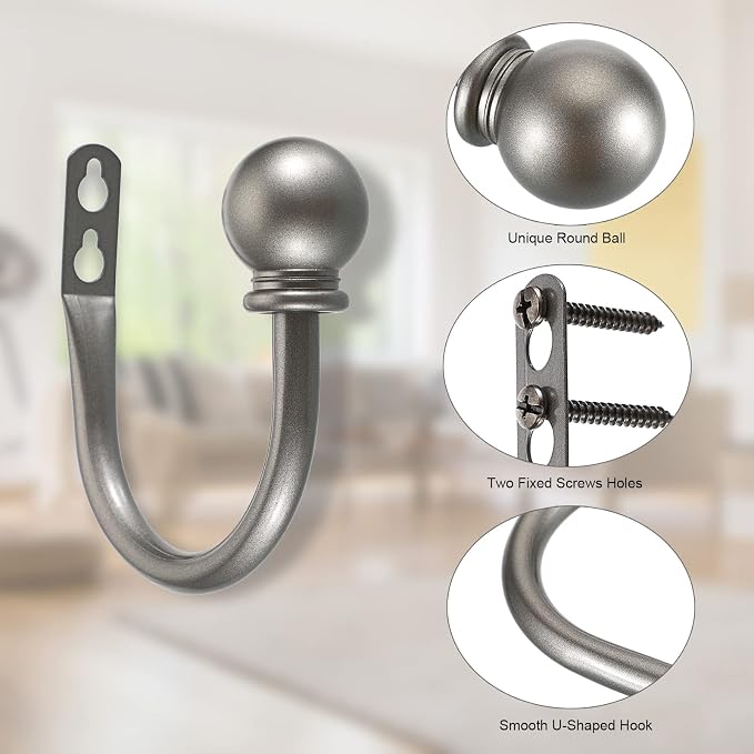 Sumnacon Curtain Holdbacks 2 Pcs Wall Mounted Curtain Tiebacks - Image 2