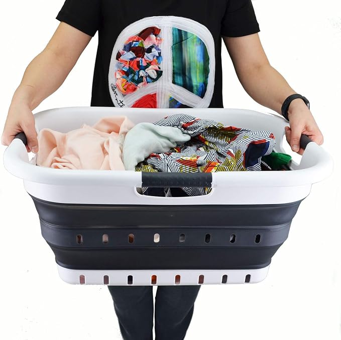 SAMMART 41L Collapsible 3 Handled Plastic Laundry Basket - Image 7