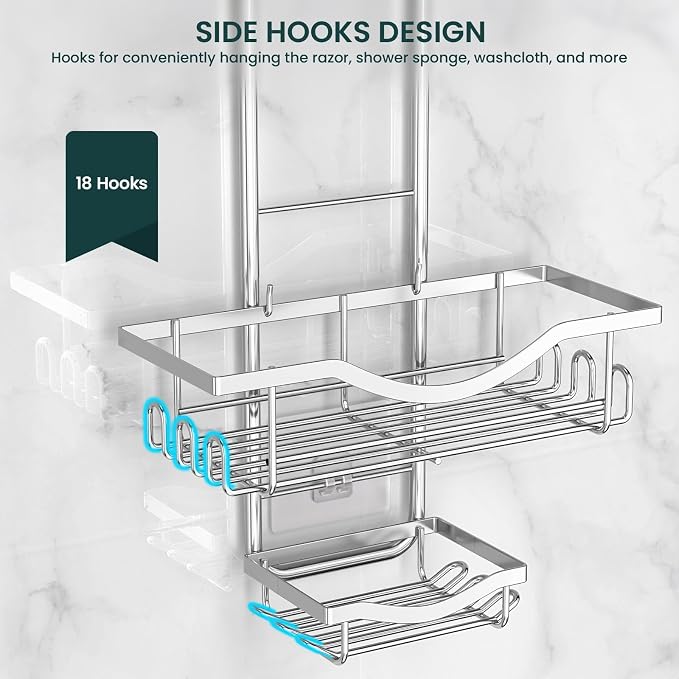REINHARDT Adjustable Shower Caddy Hanging Over Shower Head - Image 9