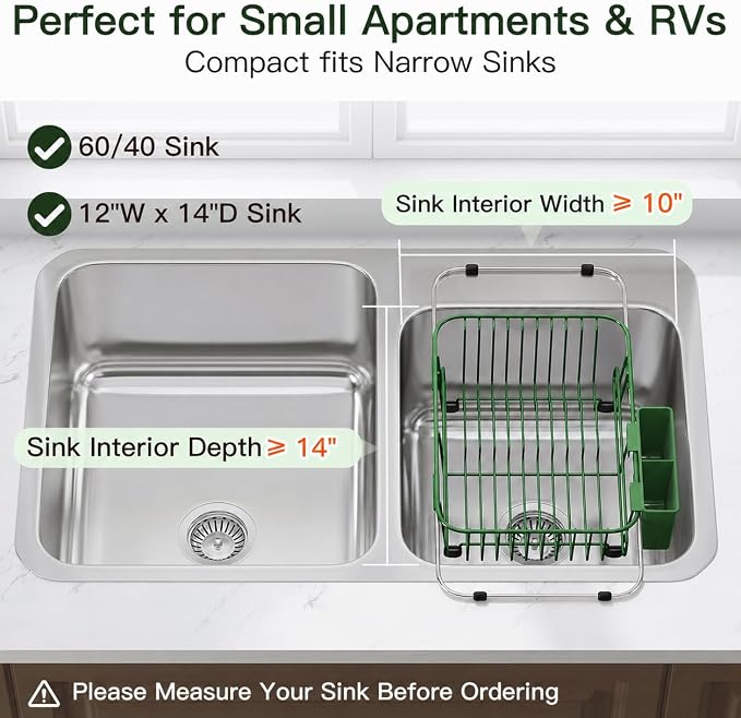 JASIWAY Green Dish Drying Rack in Sink - Image 3