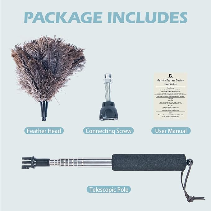 Feather Duster Extendable 22–47 Inch, Natural Ostrich Feather Duster - Image 8