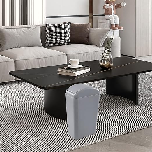 Vababa 1 Pack 3 Gallon Plastic Swing Top Trash Can, Gray Slim Garbage Bin, F