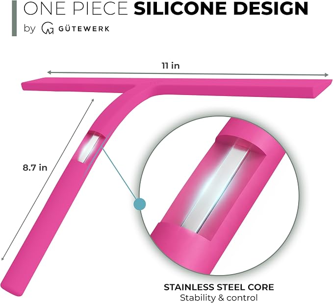 Silicone Shower Squeegee with 3-in-1 No-Drill Mount, Streak-Free & No-Squeak - Image 4