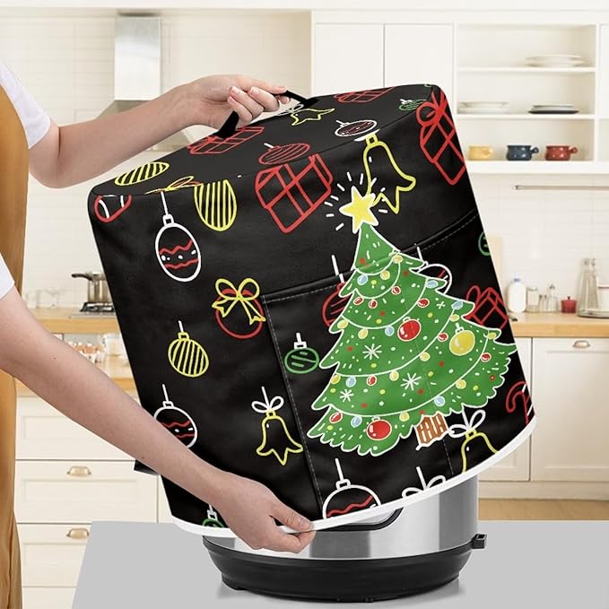 Christmas Tree Dust Cover Instant Pot and Extra Accessories Dust Proof Easy to Clean Pressure Cooker Cover Electric Appliance Cover Air Fryer Accessories with Storage Pocket Size L