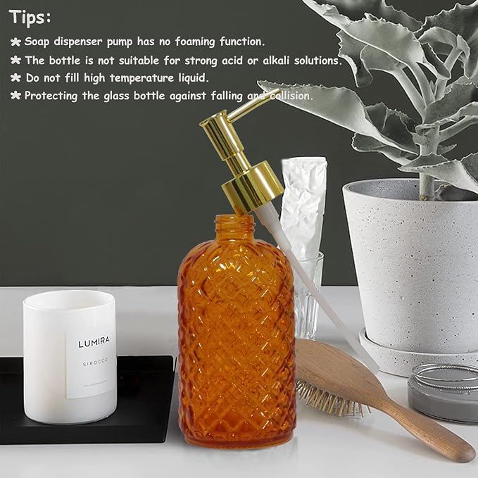 YYTSGG Orange Glass Soap Dispenser, 2 Pack | Bathroom Hand Dispenser, Lotion - Image 6