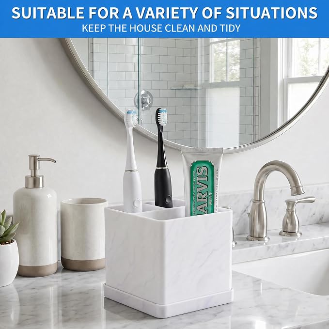 Silicone Toothbrush Holders for Bathrooms Marble Purple, 3-Slot Electric - Image 7