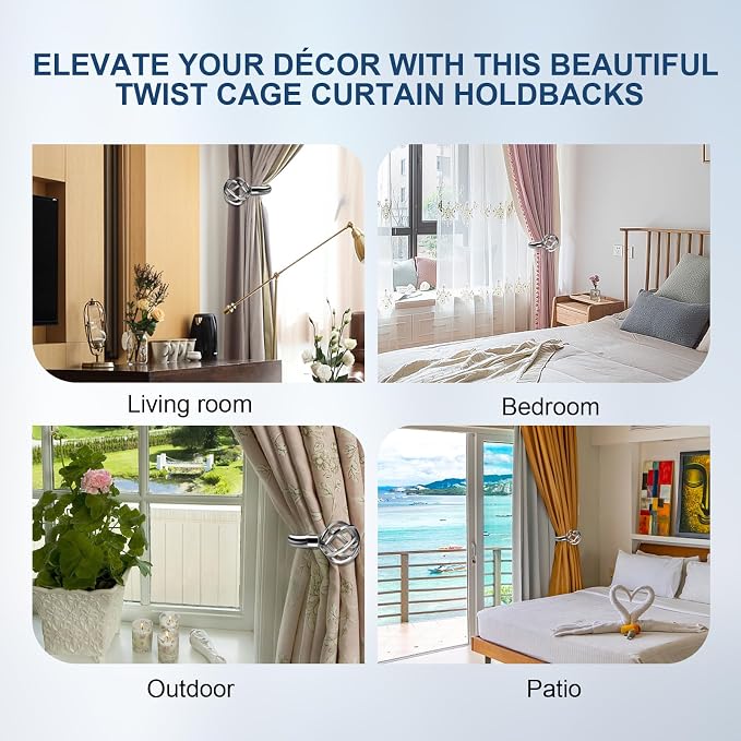HIKMLK Handmade Metal Curtain Holdbacks 2pcs, Decoration Chrome Curtain Tie - Image 7