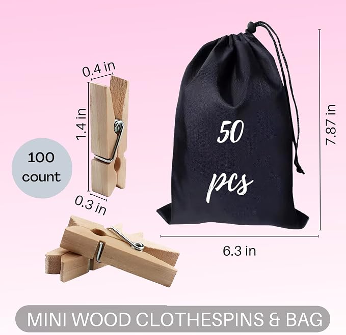 100Pcs Mini Wooden Clothespins, 1.4in Small Clothes pins - Image 4