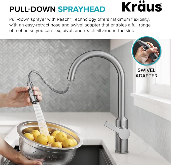 KRAUS Brushed Brass Touchless Pull Down Kitchen Faucet KSF-2830BB | - Image 10