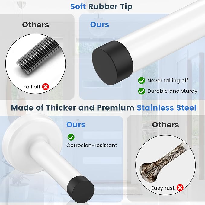 4 Pack Door Stops, 304 Stainless Steel Door Stoppers, Easy Installation - Image 6