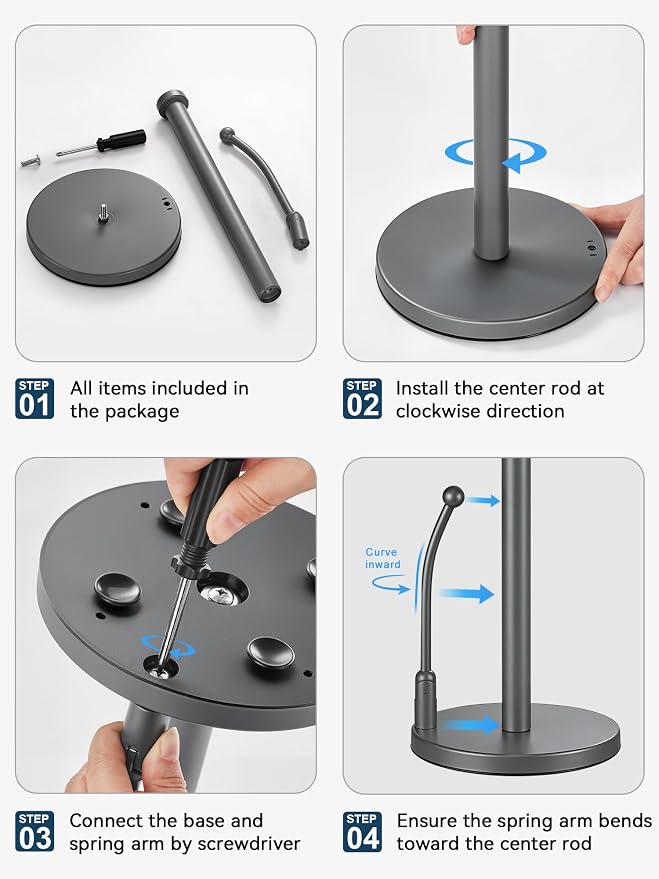 SMARTAKE Paper Towel Holder Countertop, Non-Slip Weighted Base - Image 9