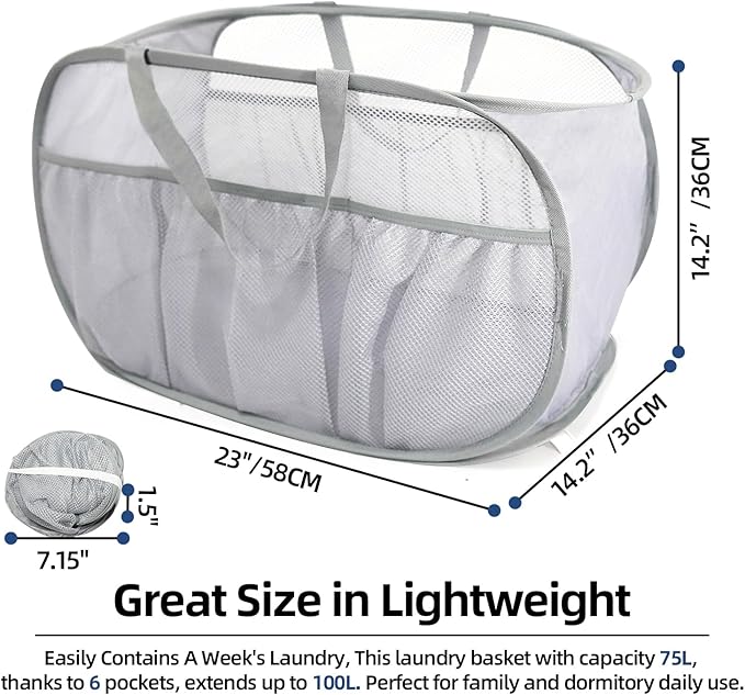 Collapsible Laundry Baskets, Upgrade Pop Up Laundry Hamper - Image 3