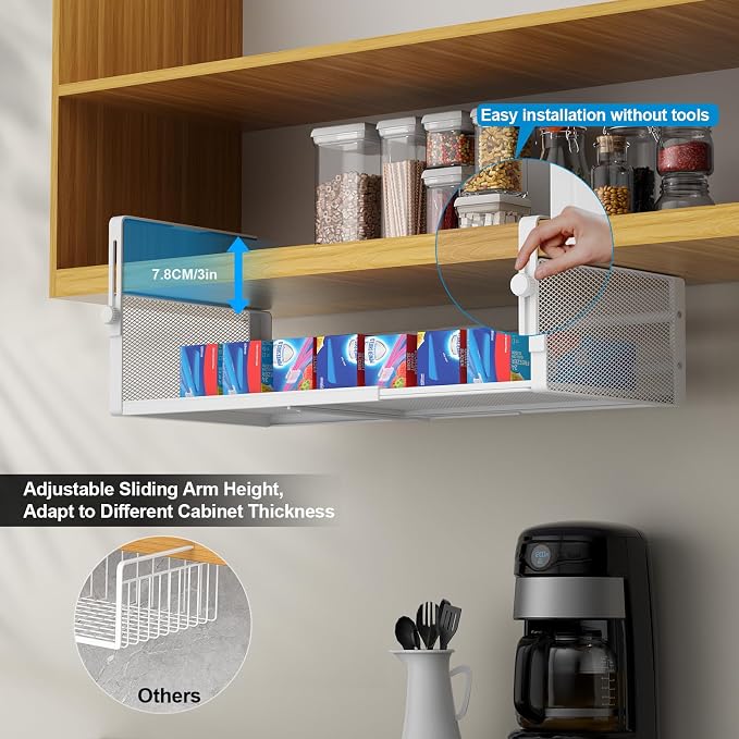 AmonHouseware 2Pack Expandable Under Shelf Storage Basket Organizer - Image 3