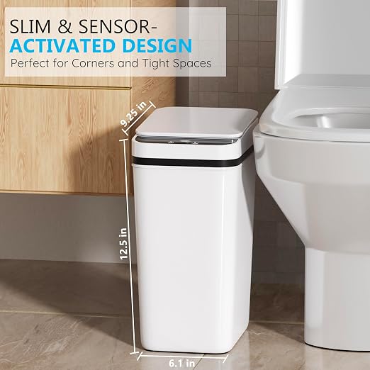 Bathroom Small Trash Can with Lid, Automatic Garbage Can, 2.6 Gallon | 3 Pack - Image 3