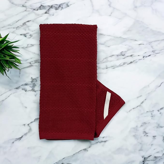 Dark Red Brick Kitchen Hand Dish Towels, 100% Cotton - Image 8