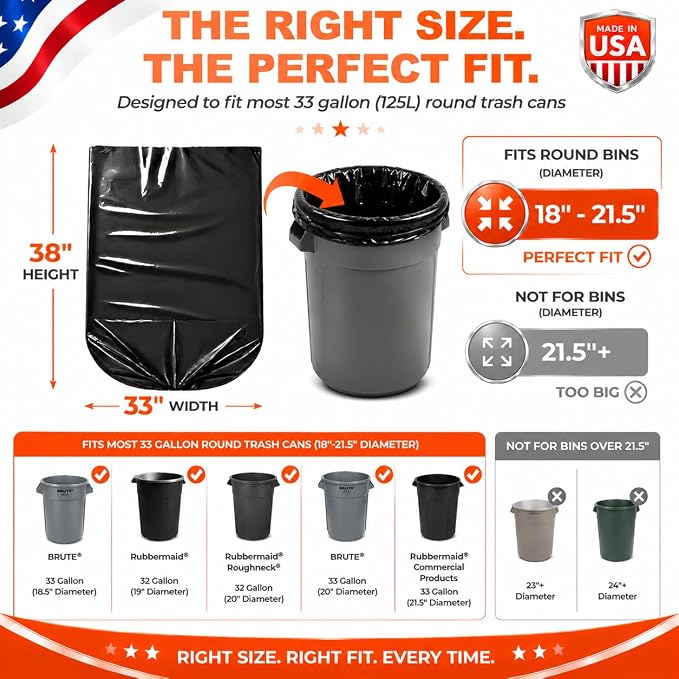Delxo 30-33 Gallon Trash Bags, Plastic Bolsas para basura - Image 2
