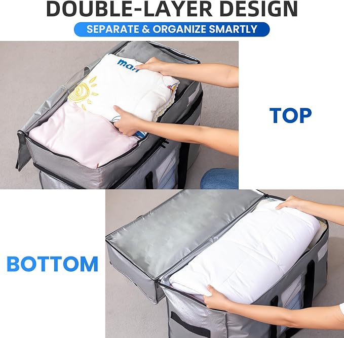 TAILI 2 Tier Moving Bags, 4 Pack Silver Storage Bags - Image 6