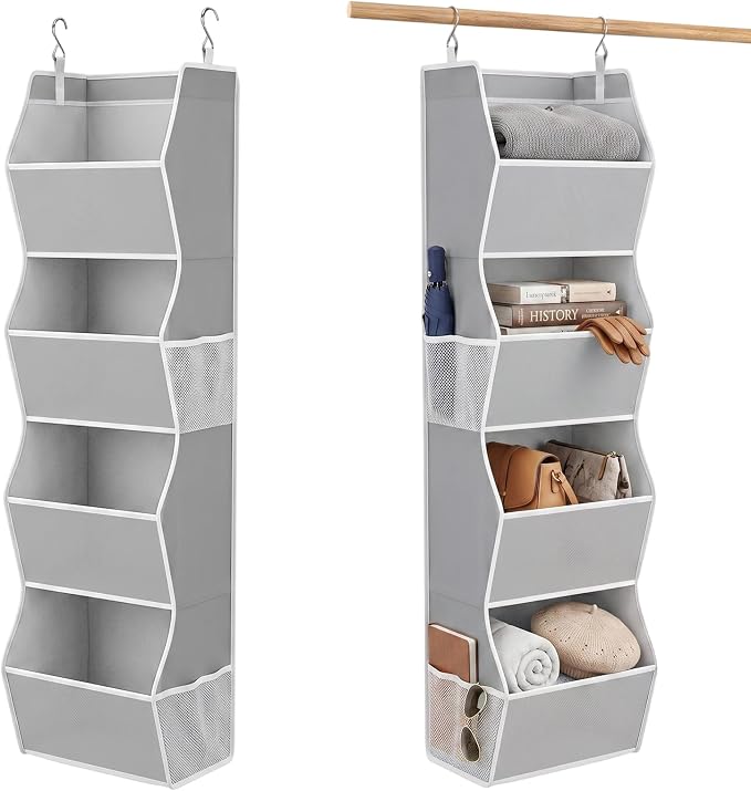 Hanging Closet Organizer 4-Shelf Wide Trapezoid, Anti-Sagging Storage Bins by coastalrose