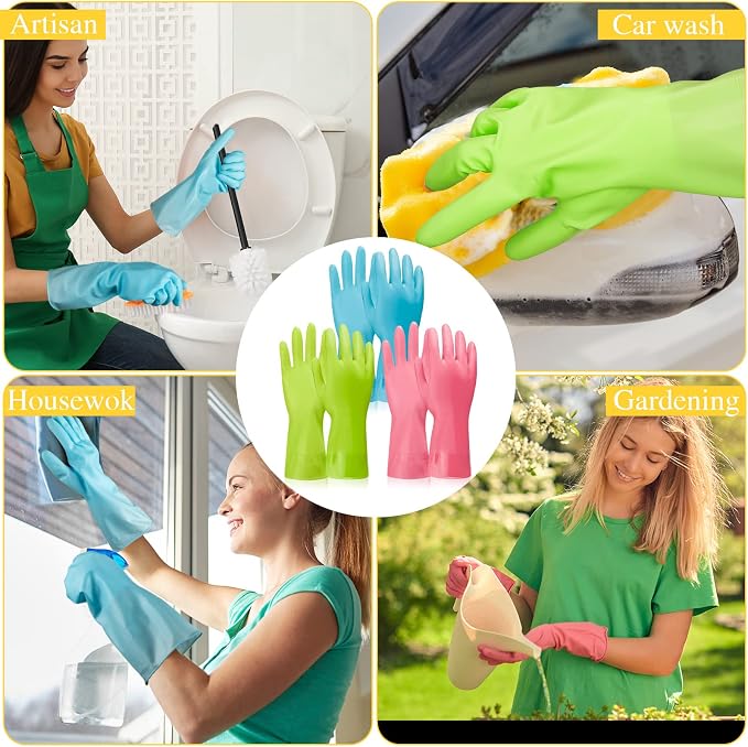 Rubber Reusable Gloves Long Household Dishwashing Gloves Kitchen Cleaning - Image 5