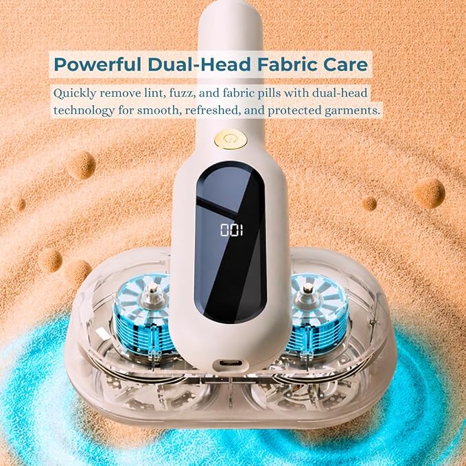 Fabric Shaver, Rechargeable Lint Remover, Pearl White | 2600mAh Powerful Battery - Image 2